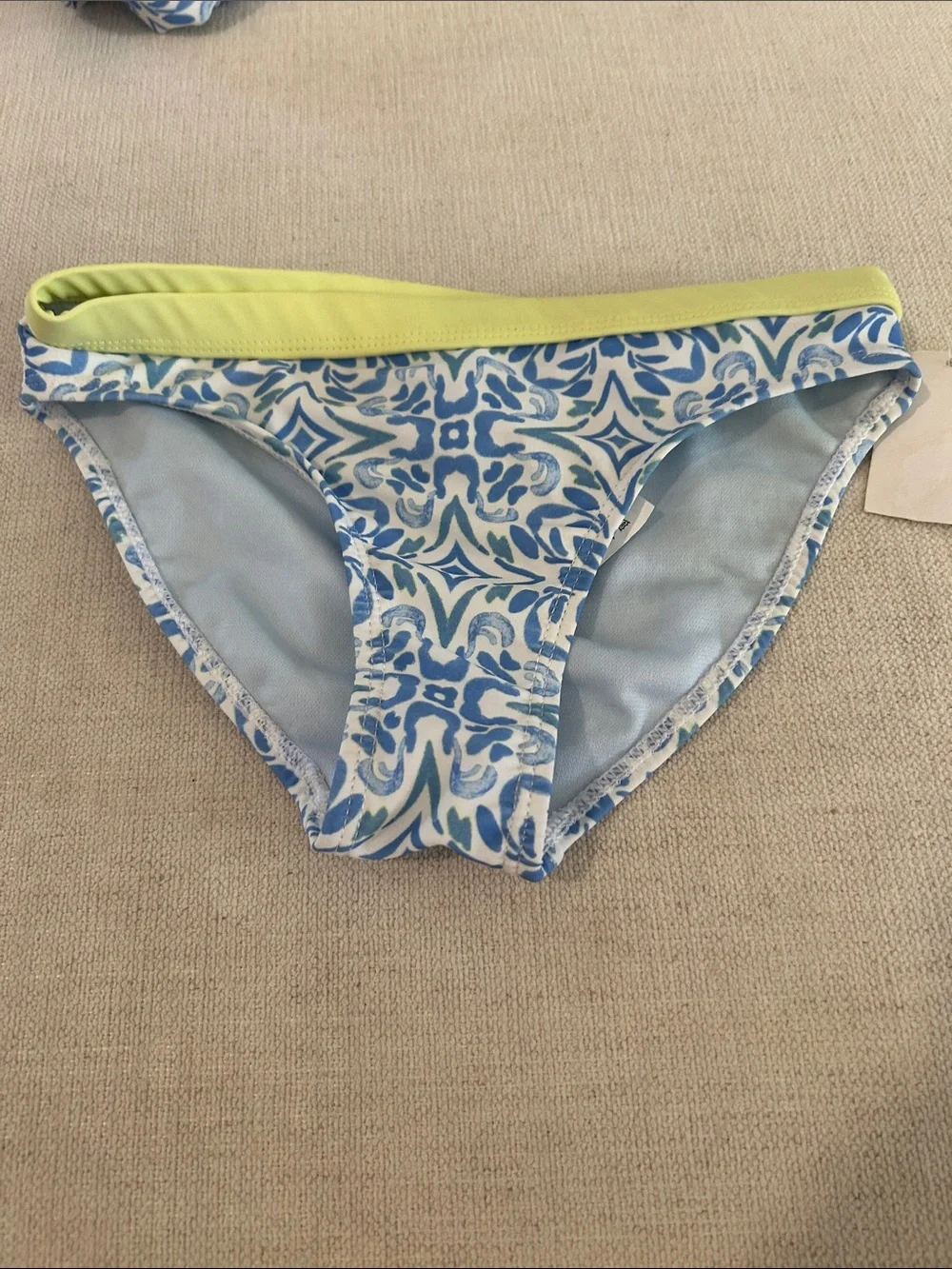 Roxy Girls Fresco Tile Crop Rashguard, 2-Piece Set, Blue, size 8, NWT